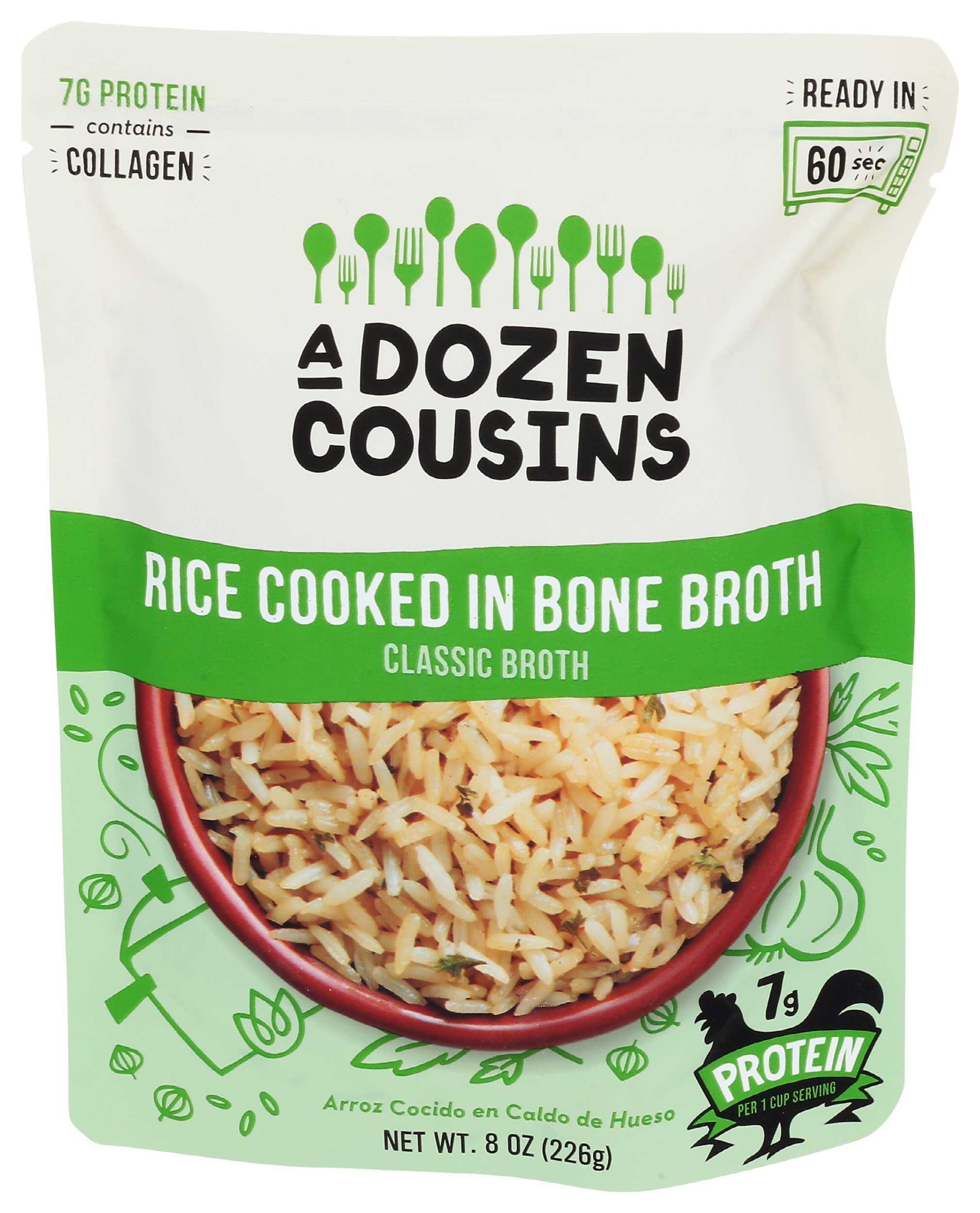 A Dozen Cousins Classic Broth Rice Cooked in Bone Broth, 8 Ounce -- 6 per case