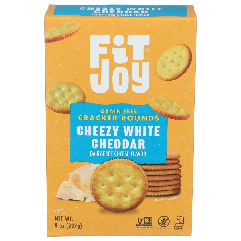 Fitjoy Grain Free Cheezy White Cheddar Cracker Rounds, 8 Ounce -- 8 per case