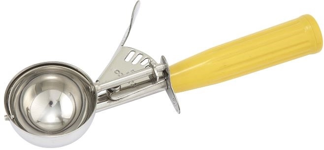 Winco Size 20 Ice Cream Disher with Yellow Plastic Handle