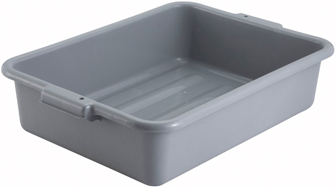 Winco Polypropylene Gray Standard Weight Dish Box, 20 1/4 x 15 1/2 x 5 inch -- 12 per case