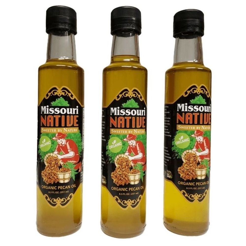 Missouri Native Certified Organic Pecan Oil - Cold Pressed, 8.5 Fluid Ounce bottle -- 12 per case