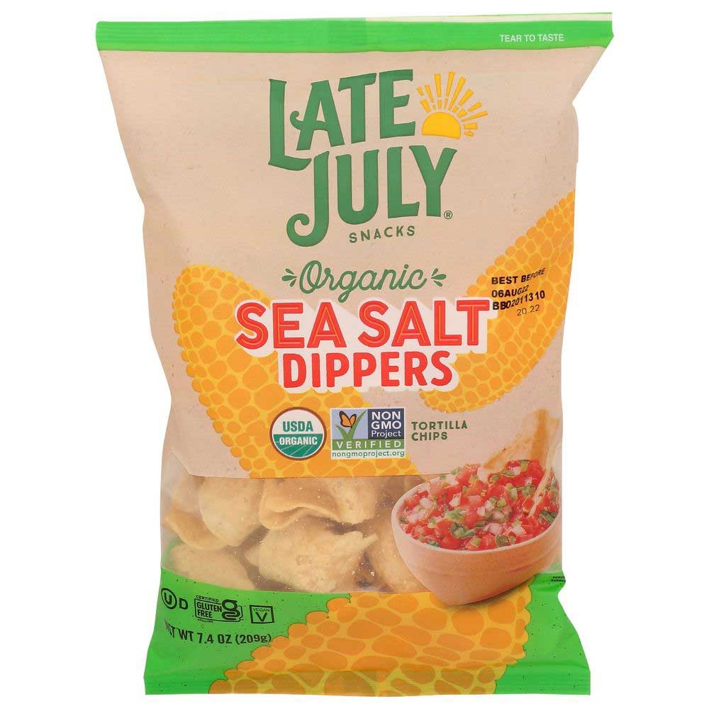 Late July Organic Sea Salt Dippers Tortilla Chips, 7.4 Ounce -- 9 per case
