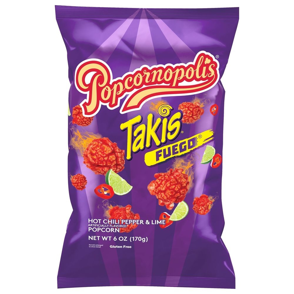 Popcornopolis Fuego Takis Hot Chili Pepper and Lime Popcorn, 6 Ounce -- 6 per case