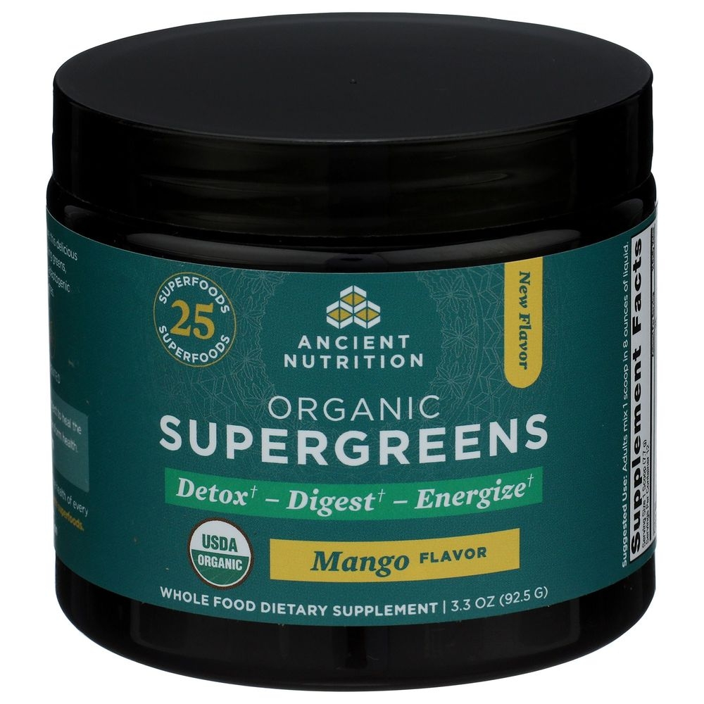 Ancient Nutrition Organic Mango Flavor Super Greens Powder, 3.3 Ounce