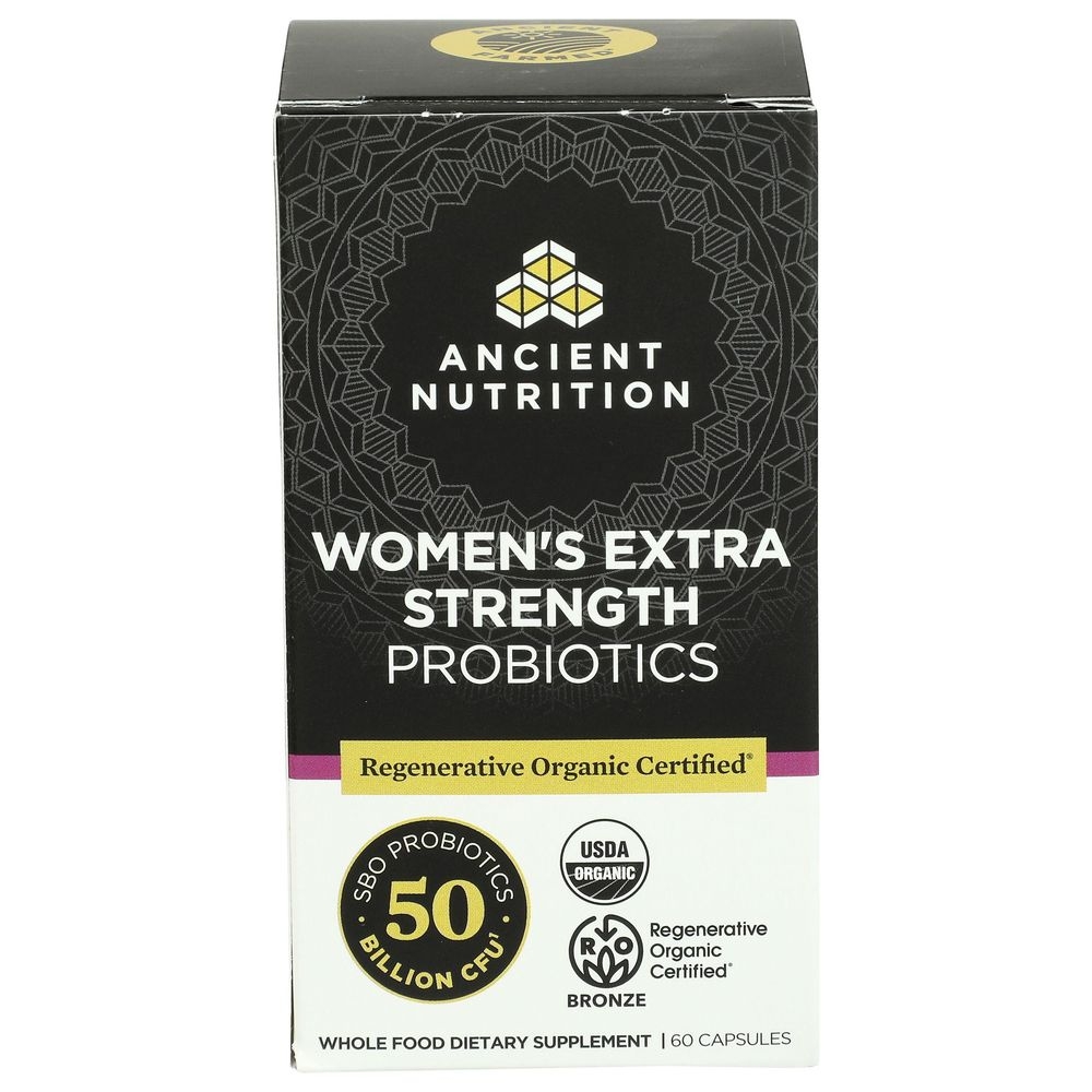 Ancient Nutrition Organic Womens Extra Strength Probiotics Capsules, 60 count -- 3 per case