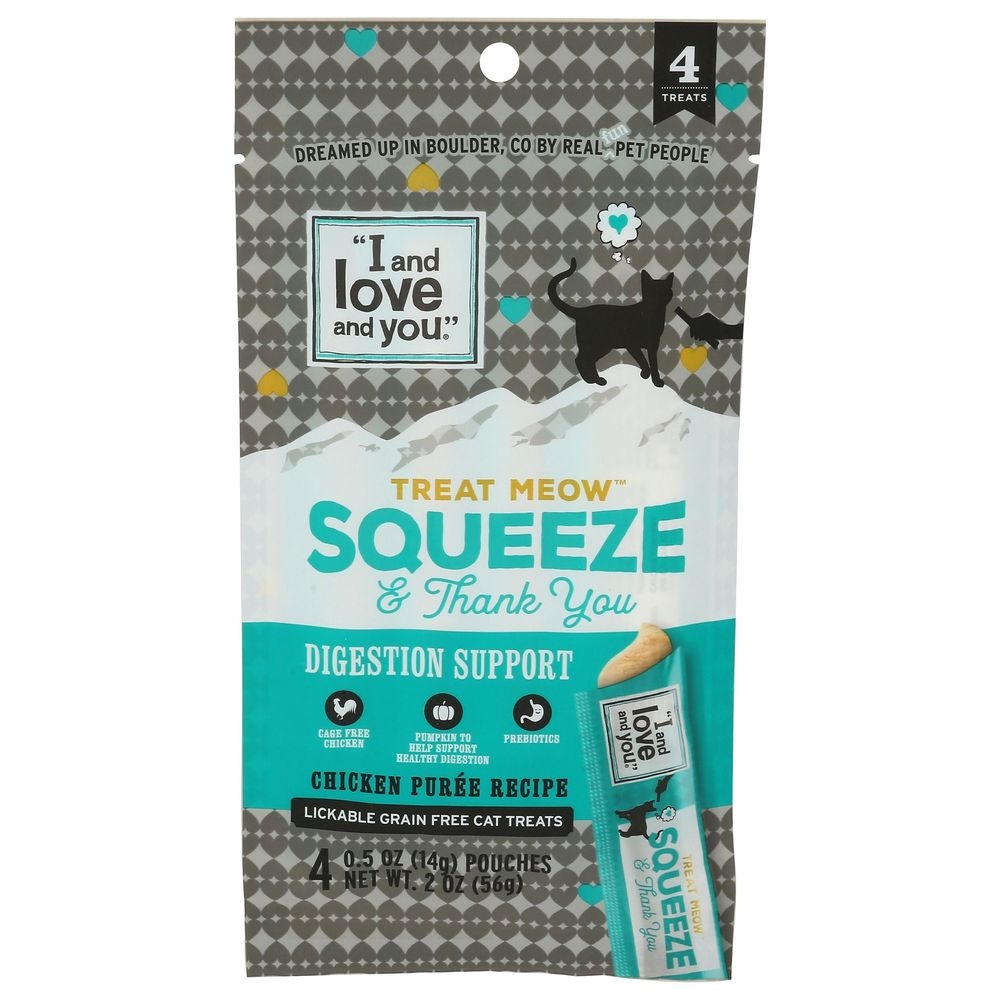 I and Love and You Squeeze Meow Digestion Support Cat Treat, 4 count -- 12 per case