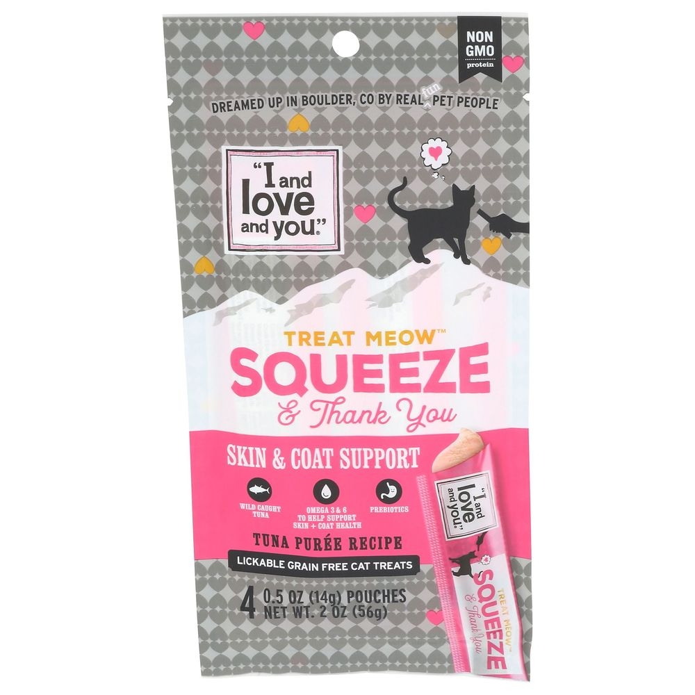 I and Love and You Treat Meow Squeezed Skin and Coat Support Cat Treat, 4 count -- 12 per case
