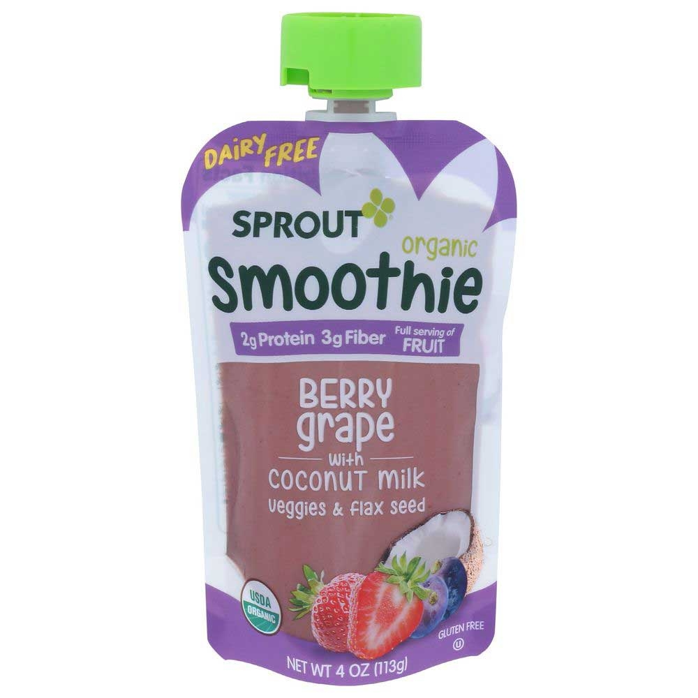Sprout Organic Berry Grape with Coconut Milk Smoothie, 4 Ounce -- 6 per case