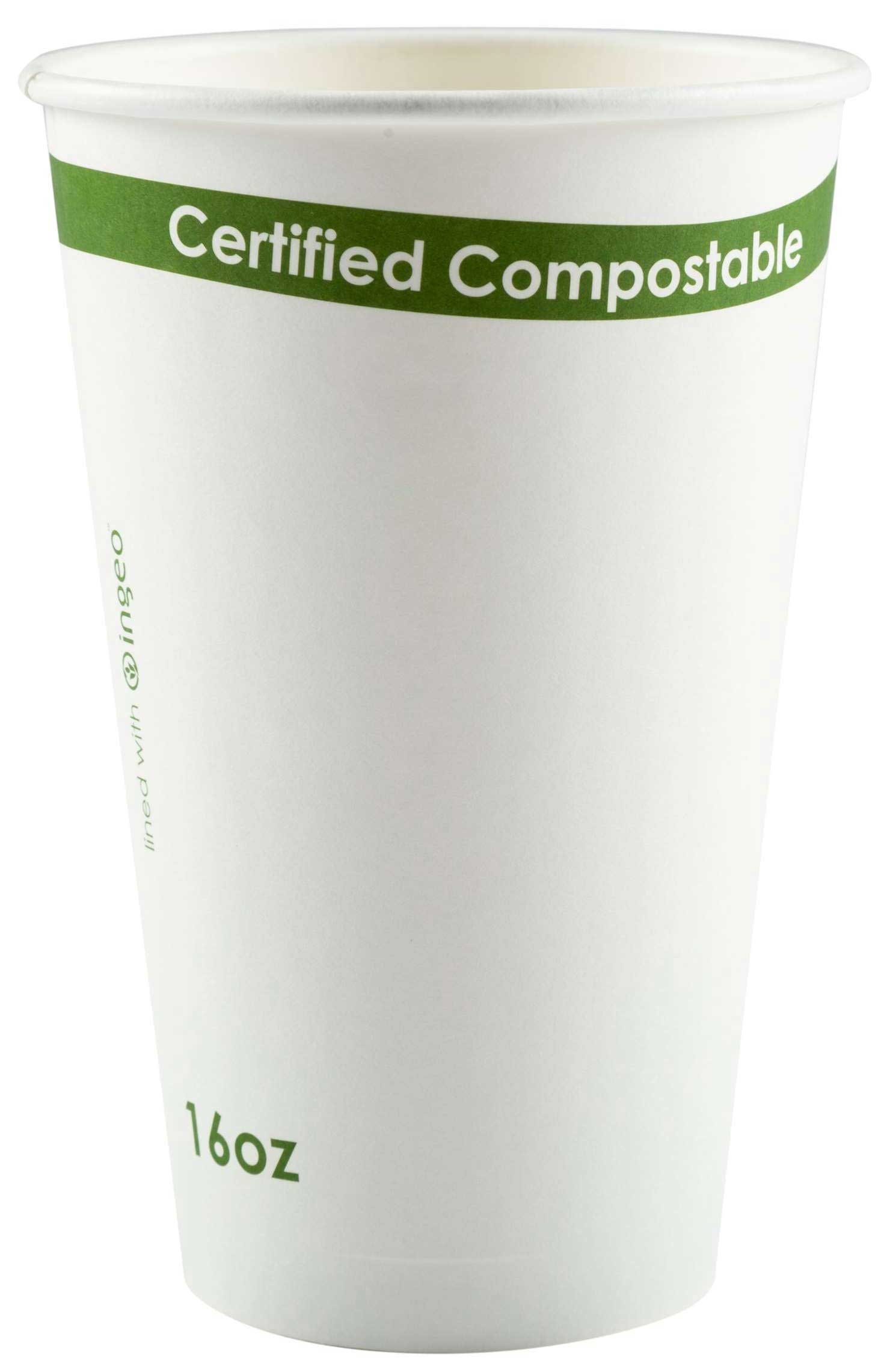 Primeware PLA Lined White Compostable Cup, 16 Ounce -- 1000 per case.