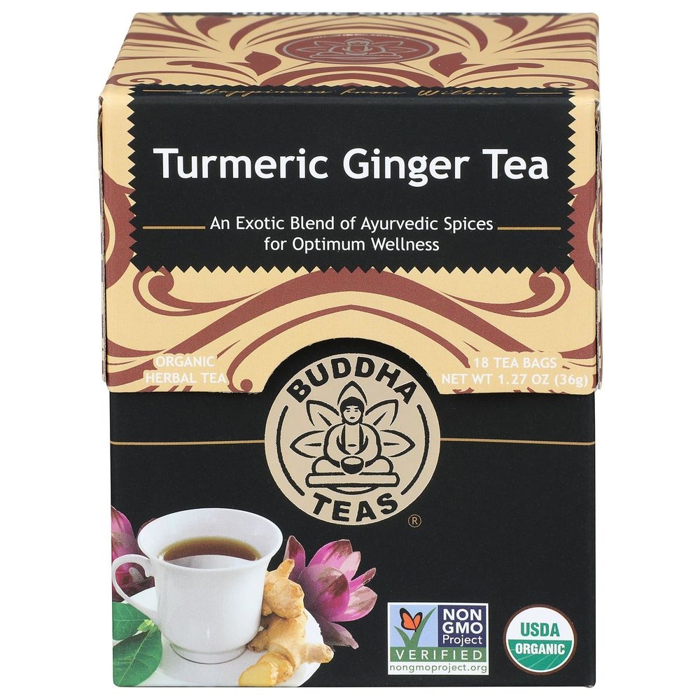 Buddha Teas Organic Turmeric Ginger Tea, 18 tea bags -- 6 per case
