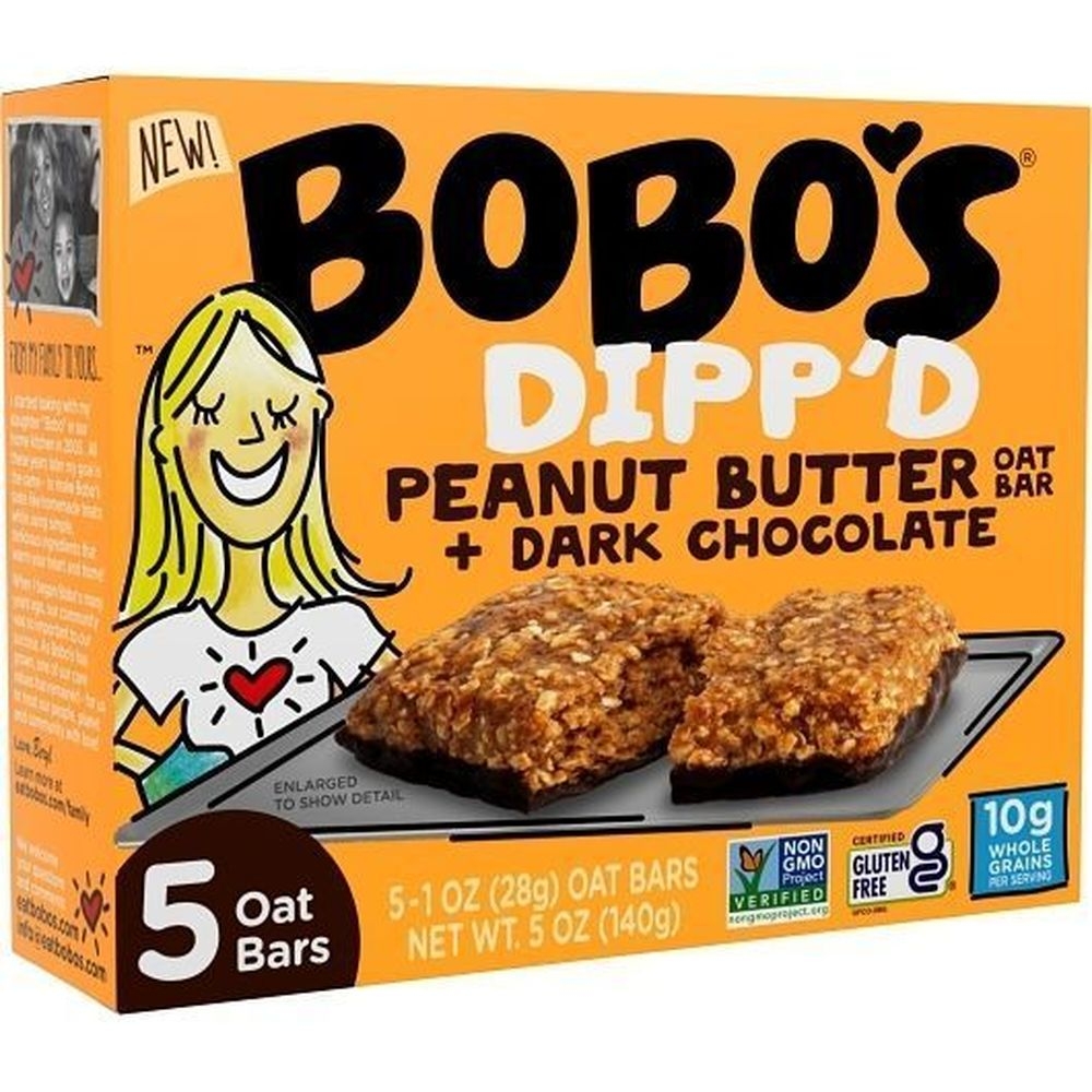 Bobos Dippd Peanut Butter Oat Bar with Dark Chocolate, 5 Ounce -- 6 per case