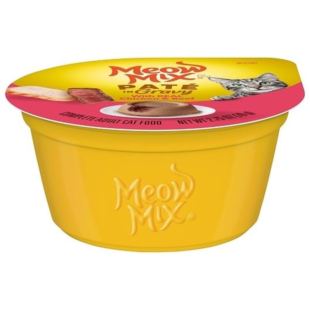 Meow Mix Pate in Gravy with Chicken and Beef Wet Cat Food, 2.75 Ounce -- 12 per case