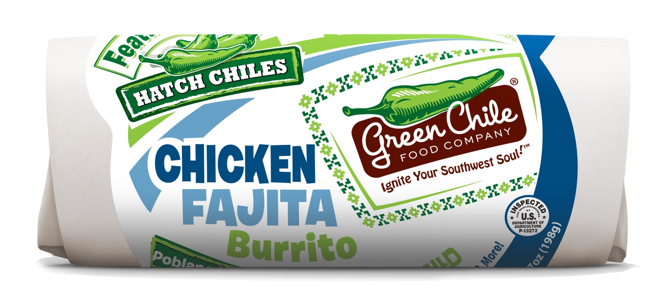 Green Chile Food Chicken Fajita Burrito with Salsa and Cheddar, 7 Ounce -- 12 per case.