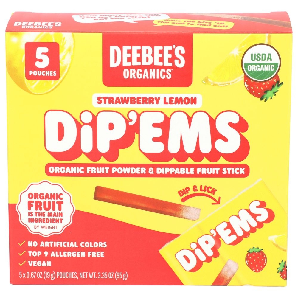 Deebees Organics Strawberry Lemon Dip Ems, 3.35 Ounce -- 12 per case