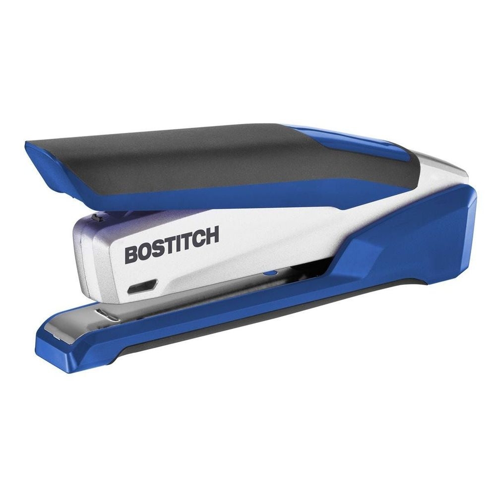 Bostitch InPower One-Finger 3-in-1 Desktop Stapler with Antimicrobial Protection, 28-Sheet Capacity -- Blue/Silver