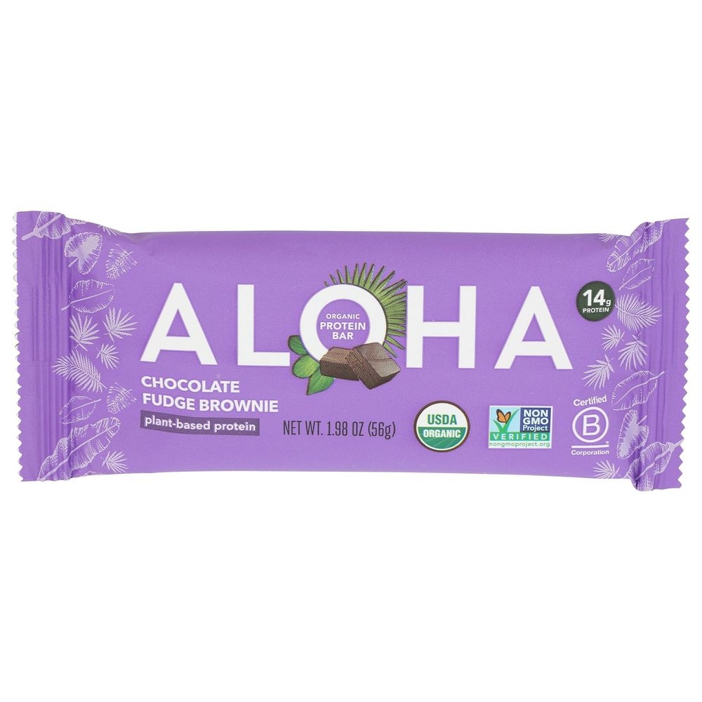 Aloha Organic Chocolate Fudge Brownie Protein Bar, 1.9 Ounce -- 12 per case