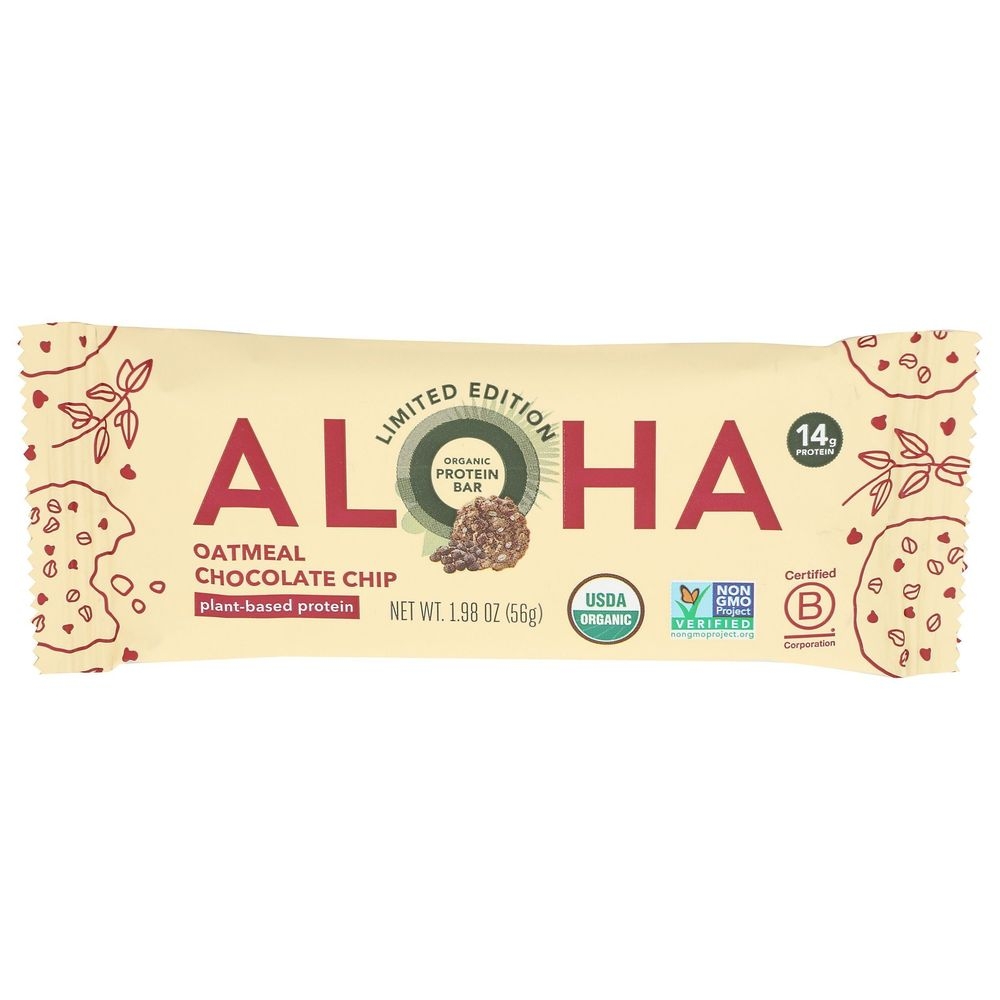 Aloha Organic Oatmeal Chocolate Chip Protein Bar, 1.98 Ounce -- 12 per case