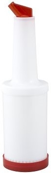 Winco Liquor Juice Pour Bottle with Red Spout and Lid, 1 Quart