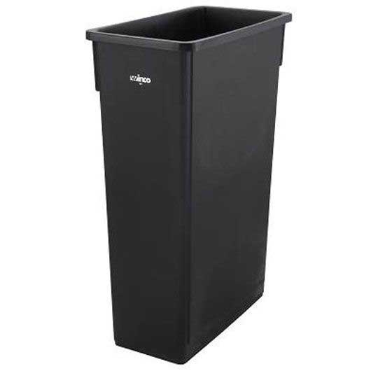 Winco Black Slender Trash Can, 23 Gallon