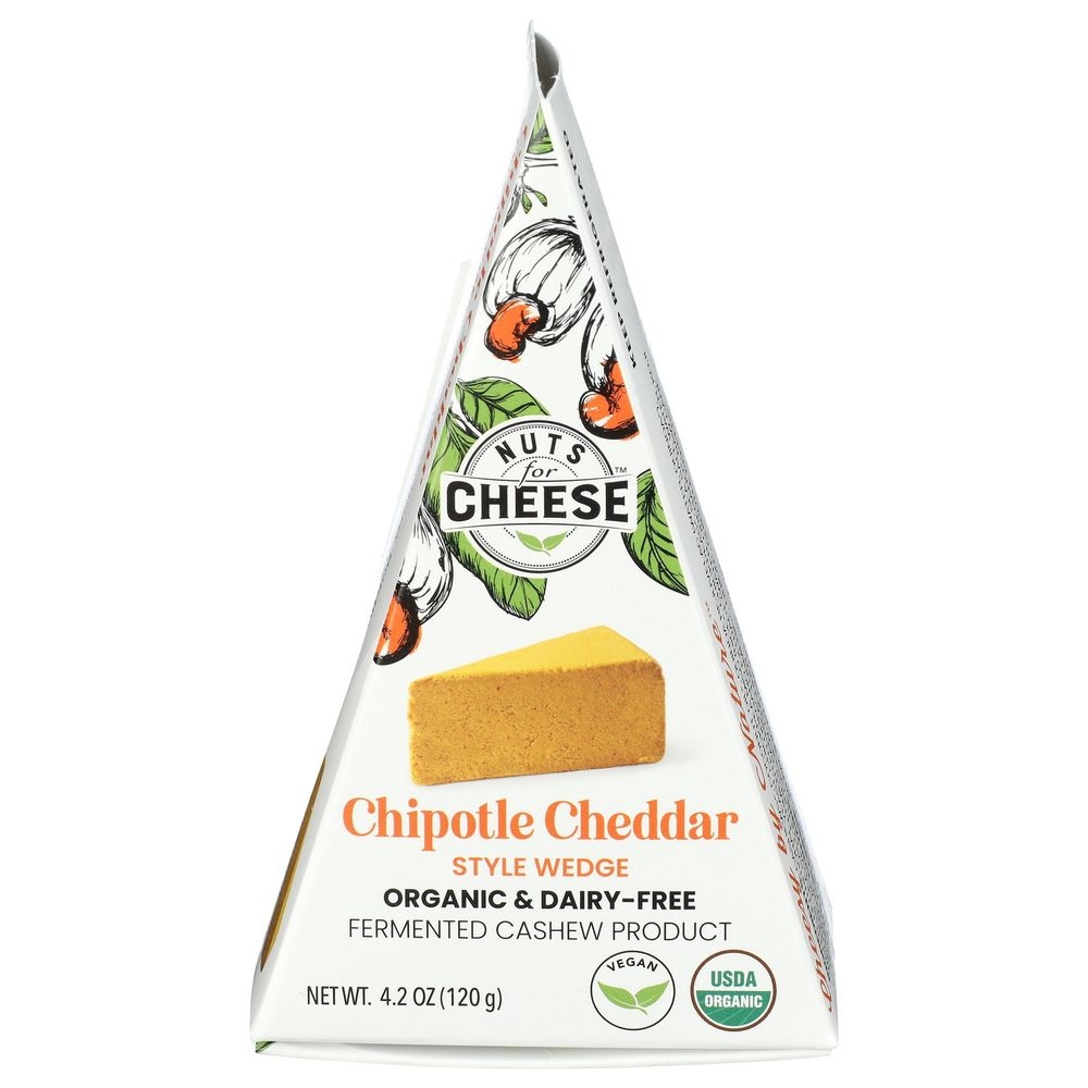 Nuts For Cheese Organic Fermented Cashew Wedge Chipotle Cheddar Style Cheese, 4.23 Ounce -- 6 per case