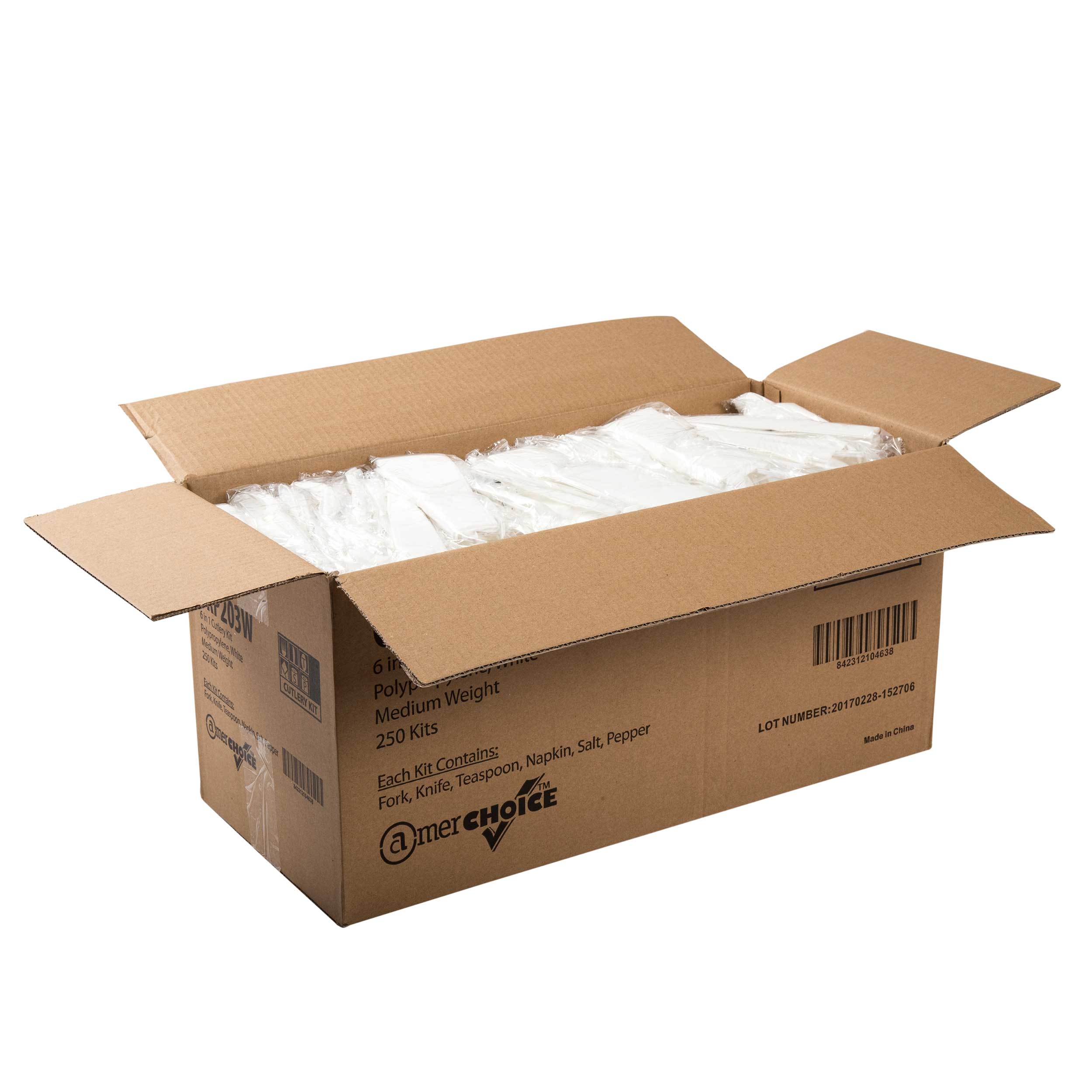 Amercare White Medium Weight 6 Piece Meal Kit -- 250 per case.