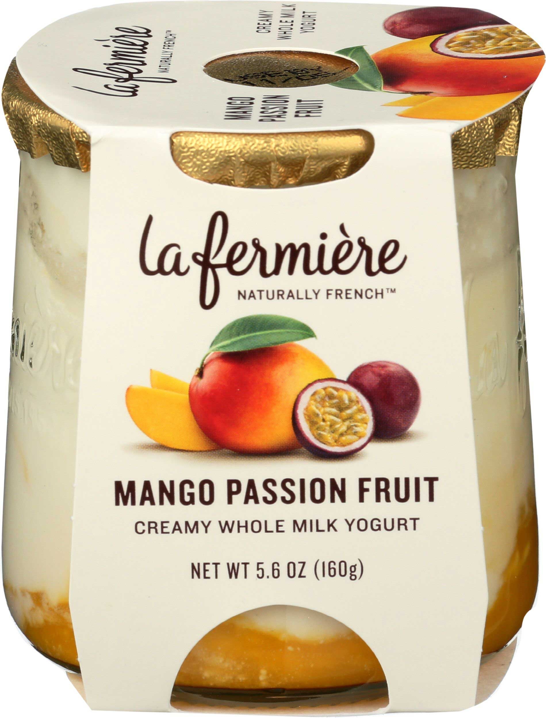 La Fermiere Naturally French Mango Passion Fruit Blueberry Creamy Whole Milk Yogurt, 5.6 Ounce -- 6 per case