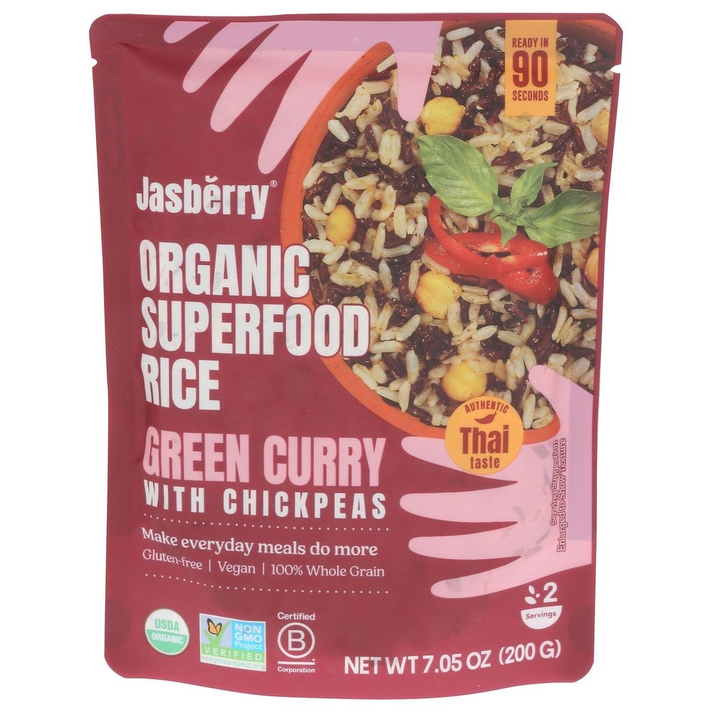 Jasberry Organic Superfood Green Curry with Chickpeas and Rice, 7.05 Ounce -- 6 per case
