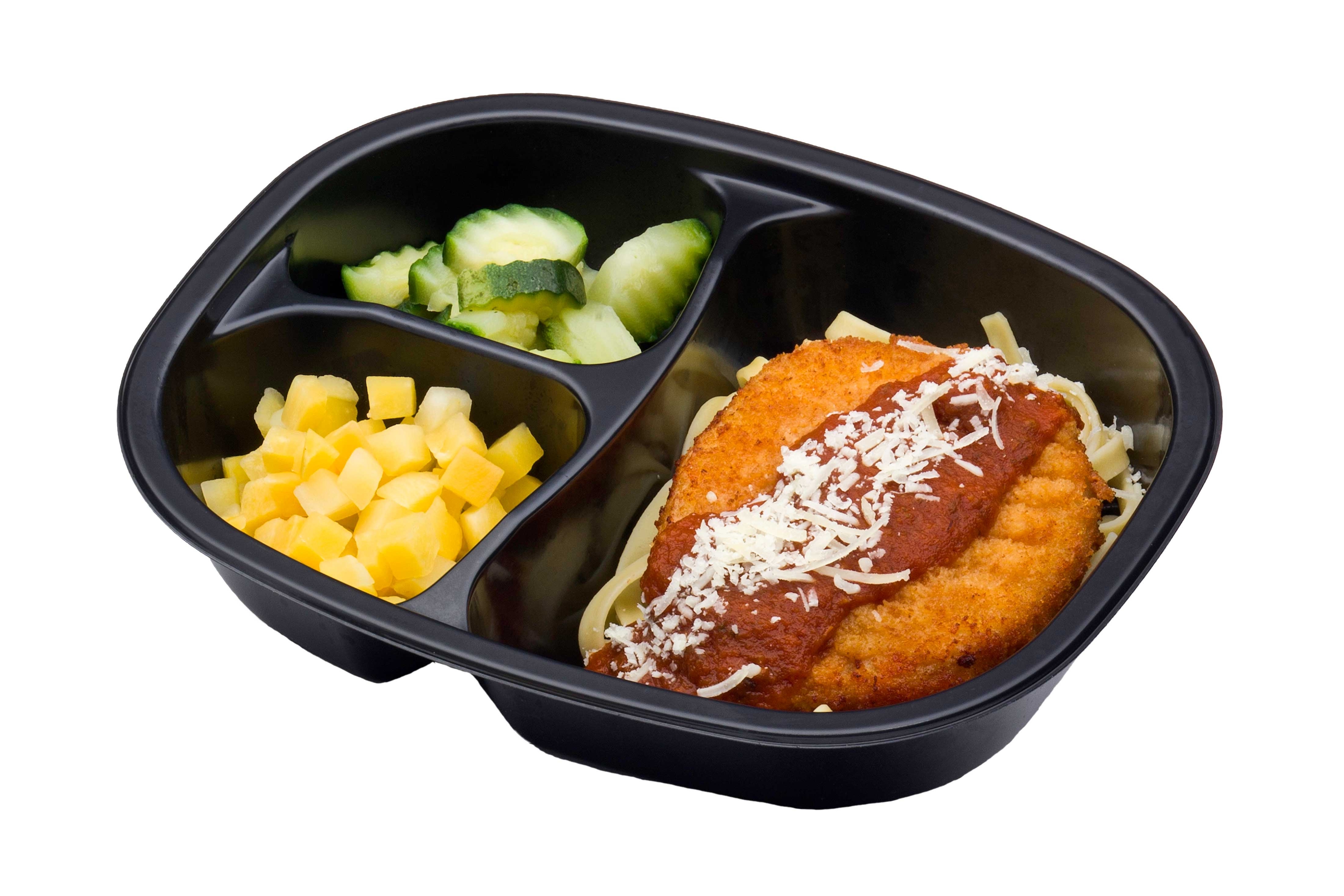 Golden Gourmet Breaded Chicken Patty with Mozzarella Cheese and Marinara Sauce over Fettuccini Meal, 14.55 Ounce -- 20 per case.