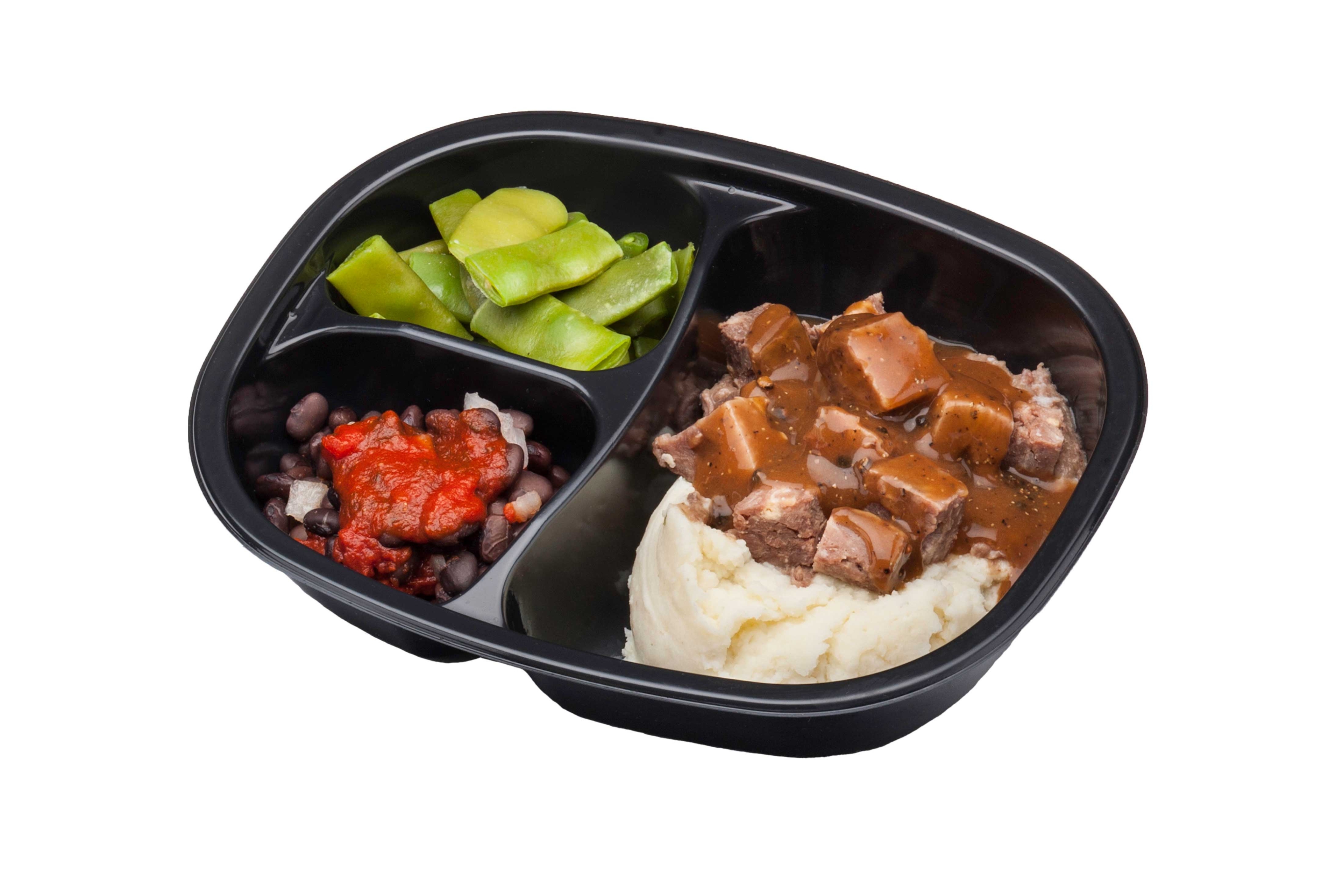 Golden Gourmet Charbroiled Beef Patty and Mashed Potatoes with Gravy Corn Peas and Carrots Meal, 14.05 Ounce -- 20 per case.