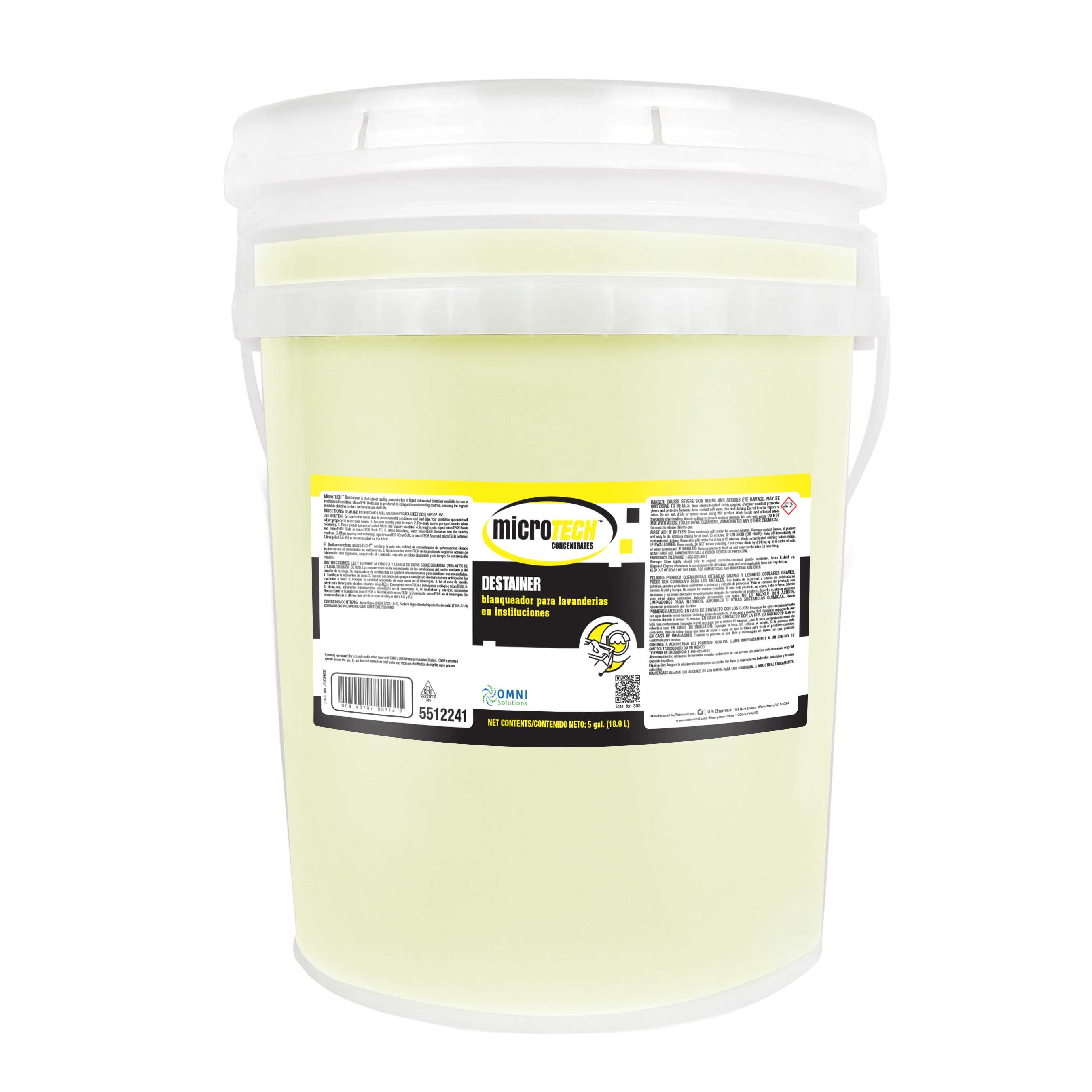 US Chemical MicroTech Liquid Laundry Destainer, 5 Gallon.