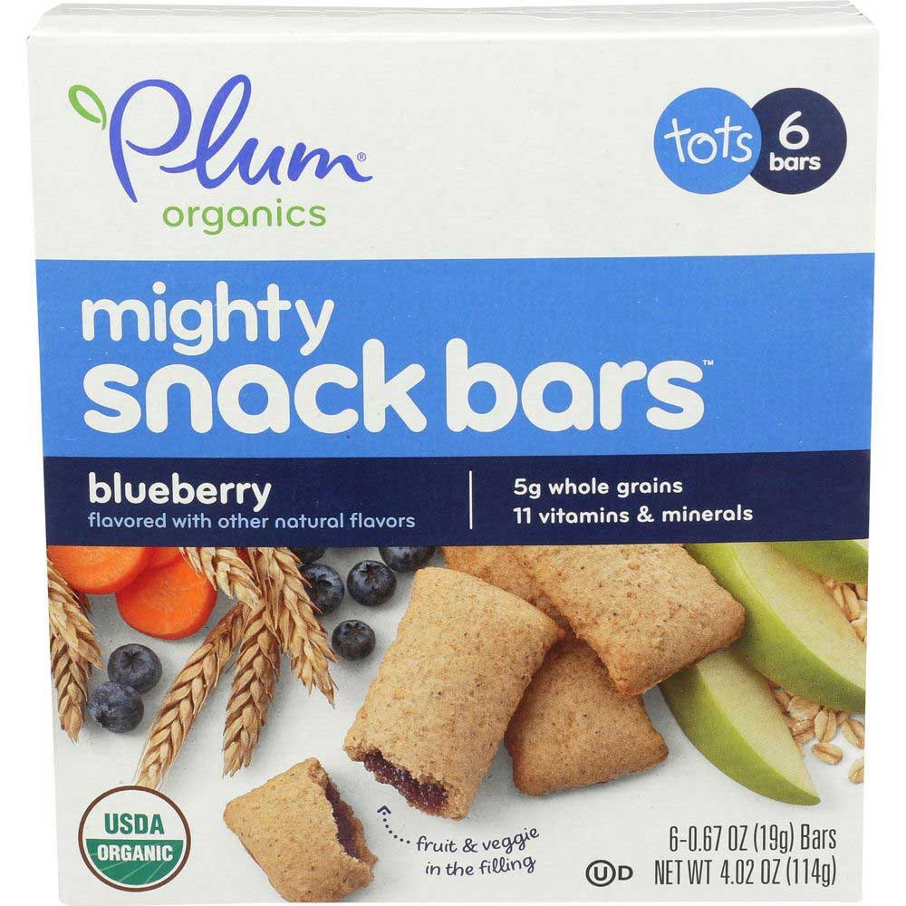 Plum Organic Blueberry Mighty Snack Bar for Tots, 0.67 Ounce - 5 per pack -- 8 per case