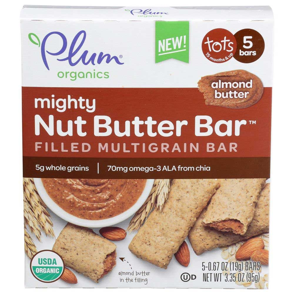 Plum Organic Almond Butter Mighty Nut Butter Bar for Tots, 0.67 Ounce - 5 per pack -- 8 packs per case