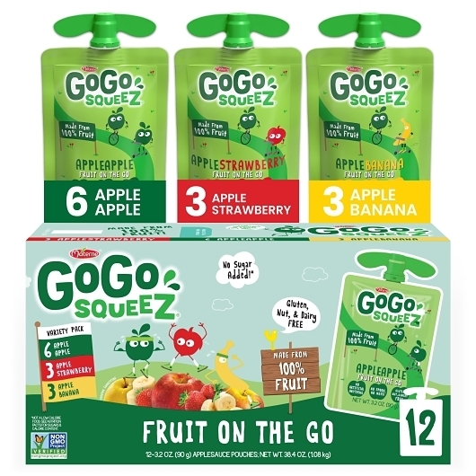 GoGo SqueeZ Variety Pack On the Go Apple Sauce, 3.2 Ounce -- 72 per case.