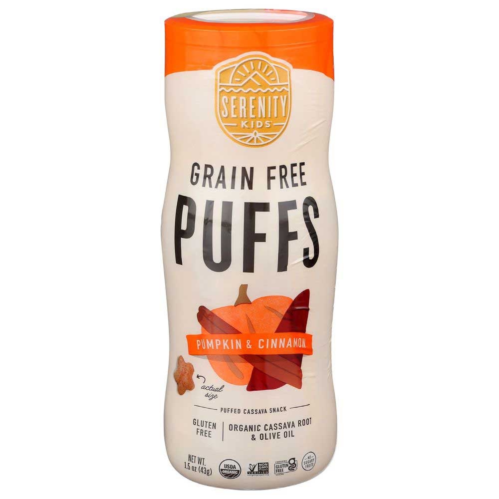 Serenity Kids Organic Pumpkin and Cinnamon Grain Free Puffs, 1.5 Ounce -- 6 per case