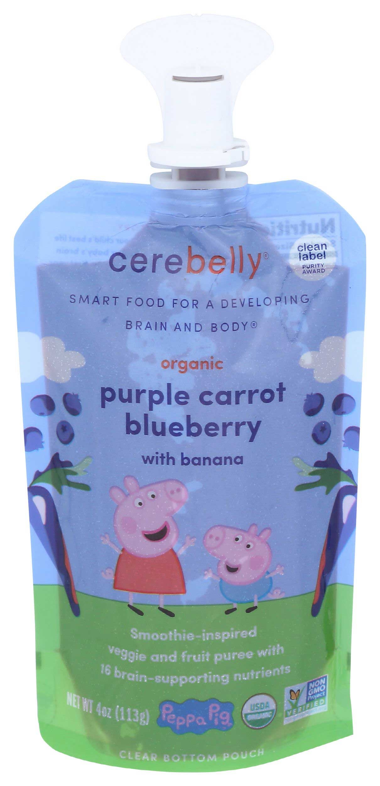 Cerebelly Organic Purple Carrot Blueberry with Banana Smoothie, 4 Ounce -- 6 per case