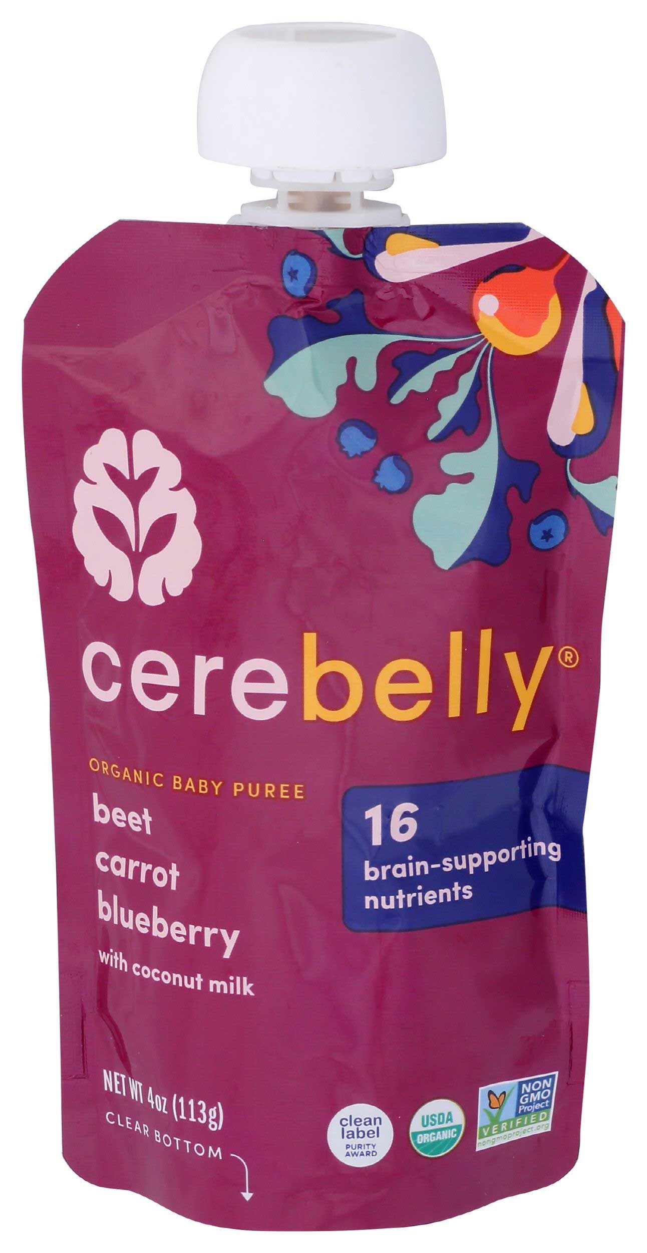 Cerebelly Organic Beet Carrot Blueberry Baby Puree, 4 Ounce -- 6 per case