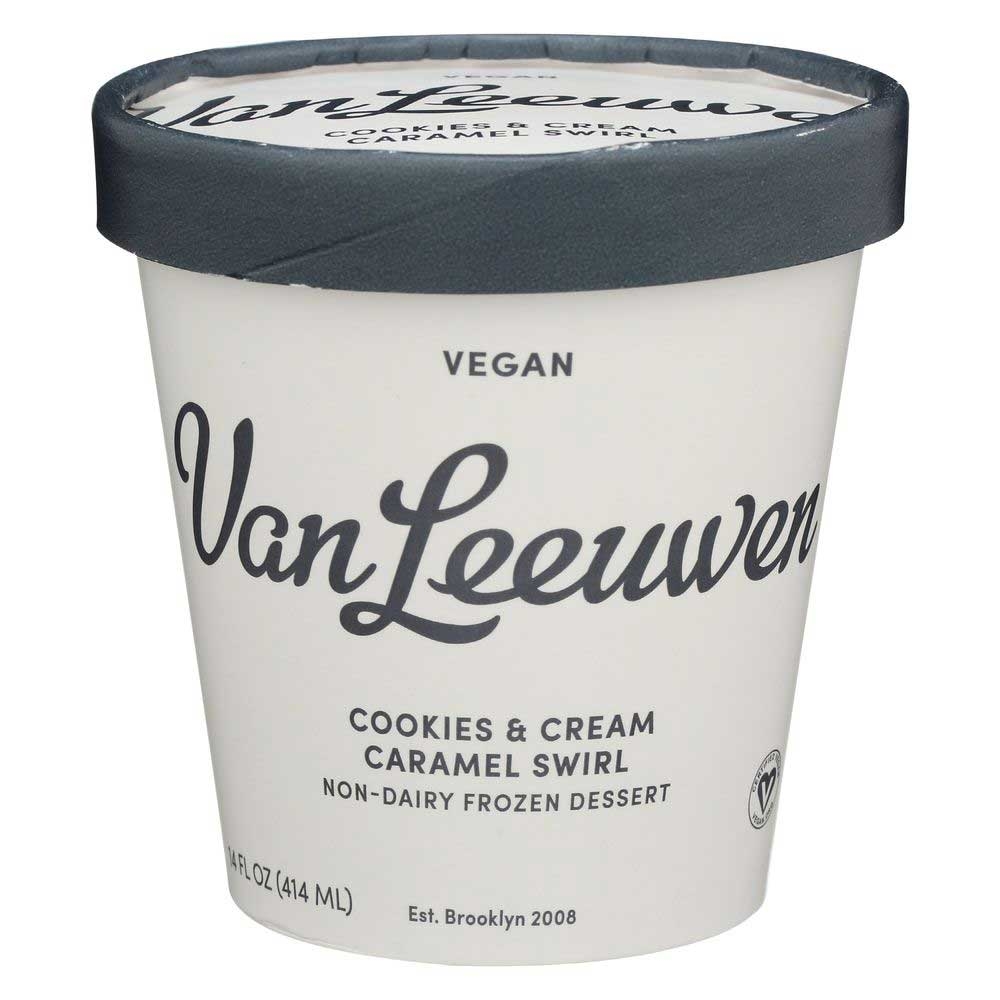 Van Leeuwen Vegan Cookies and Cream Caramel Swirl Ice Cream, 14 Fluid Ounce -- 8 per case