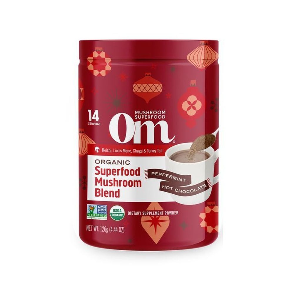 Om Organic Peppermint Hot Chocolate Superfood Mushroom Blend, 4.44 Ounce