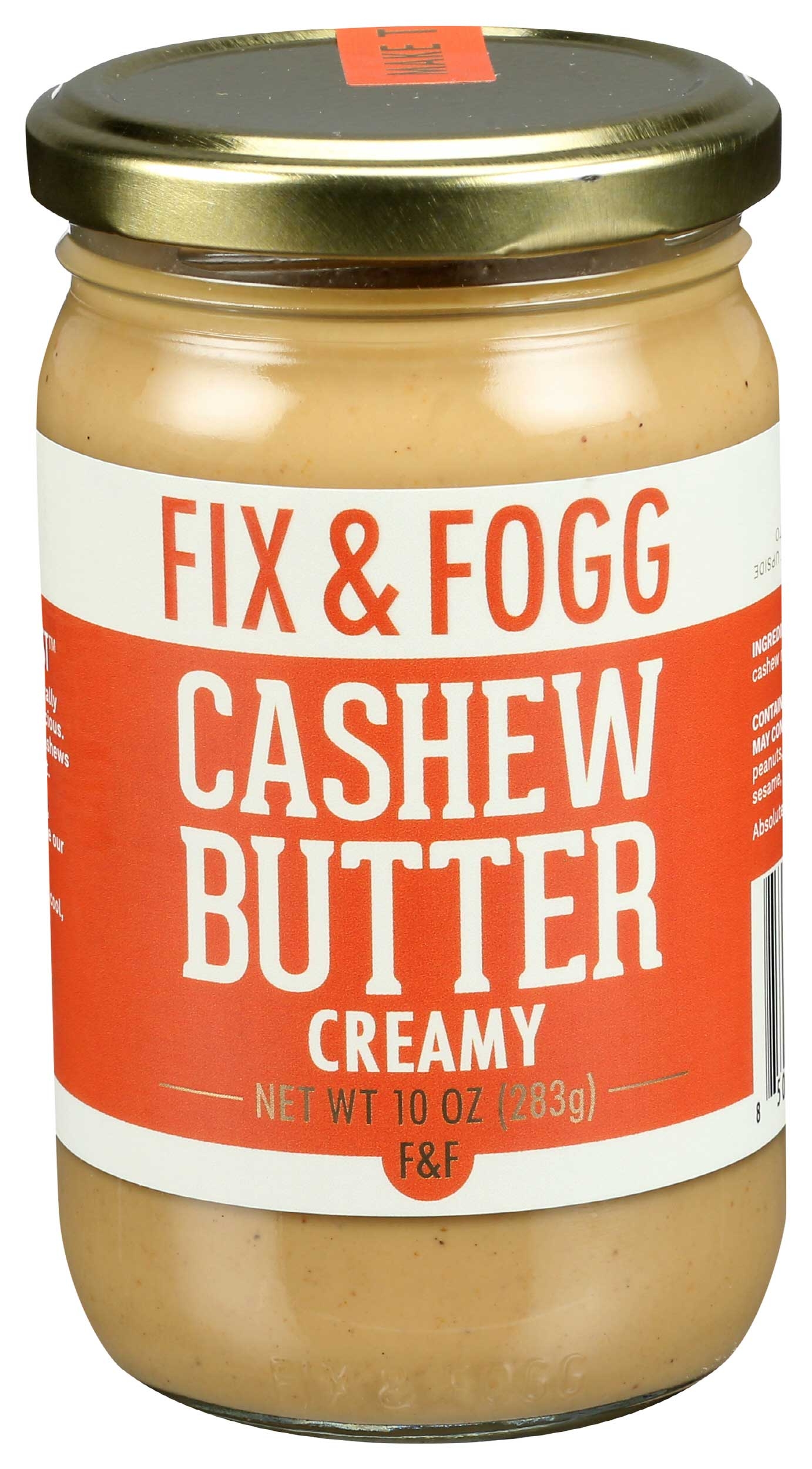 Fix and Fogg Creamy Cashew Butter, 10 Ounce -- 6 per case