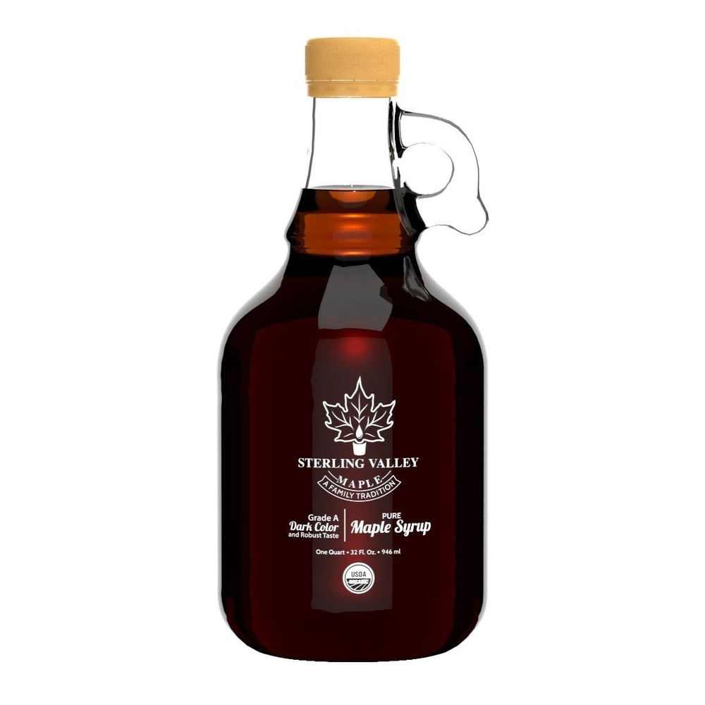 Sterling Valley Organic Dark Color Robust Taste Maple Syrup, 1 Quart -- 6 per case