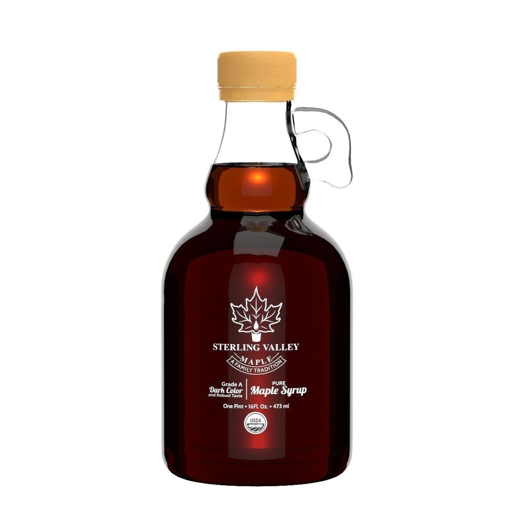 Sterling Valley Organic Dark Color Robust Taste Maple Syrup, 1 Pint -- 12 per case