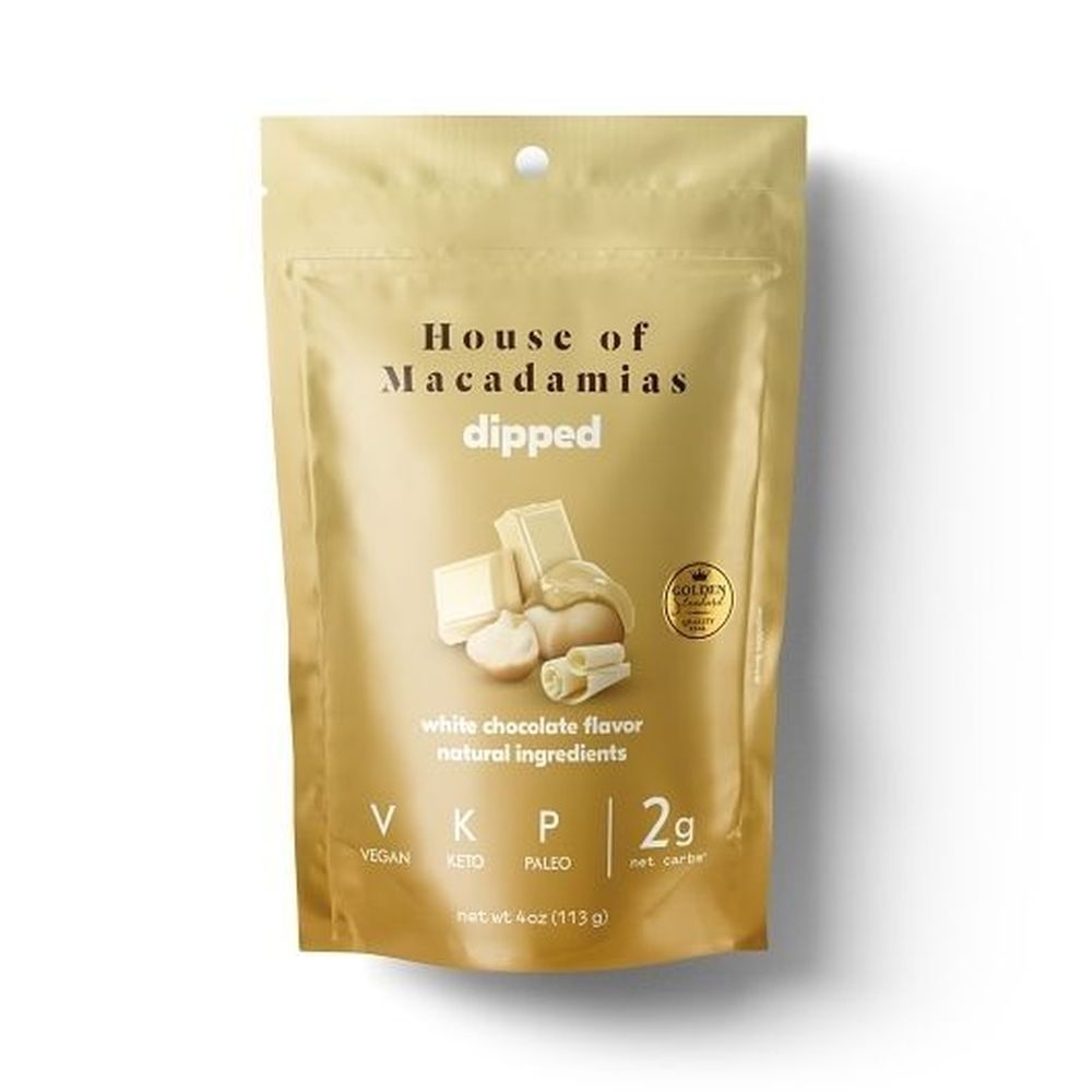 House Of Macadamias White Chocolate Dipped Macadamia Nuts, 4 Ounce -- 6 per case