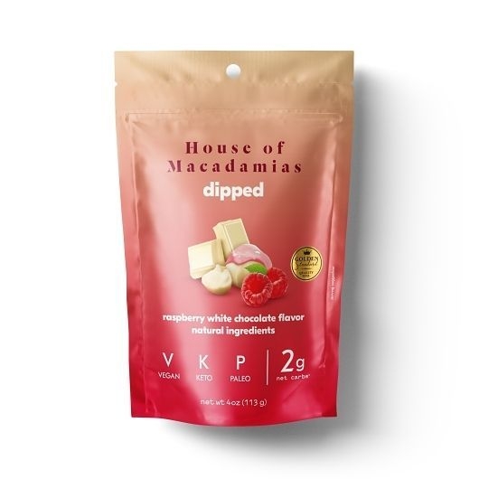 House Of Macadamias White Chocolate Raspberry Dipped Macadamia Nuts, 4 Ounce -- 6 per case