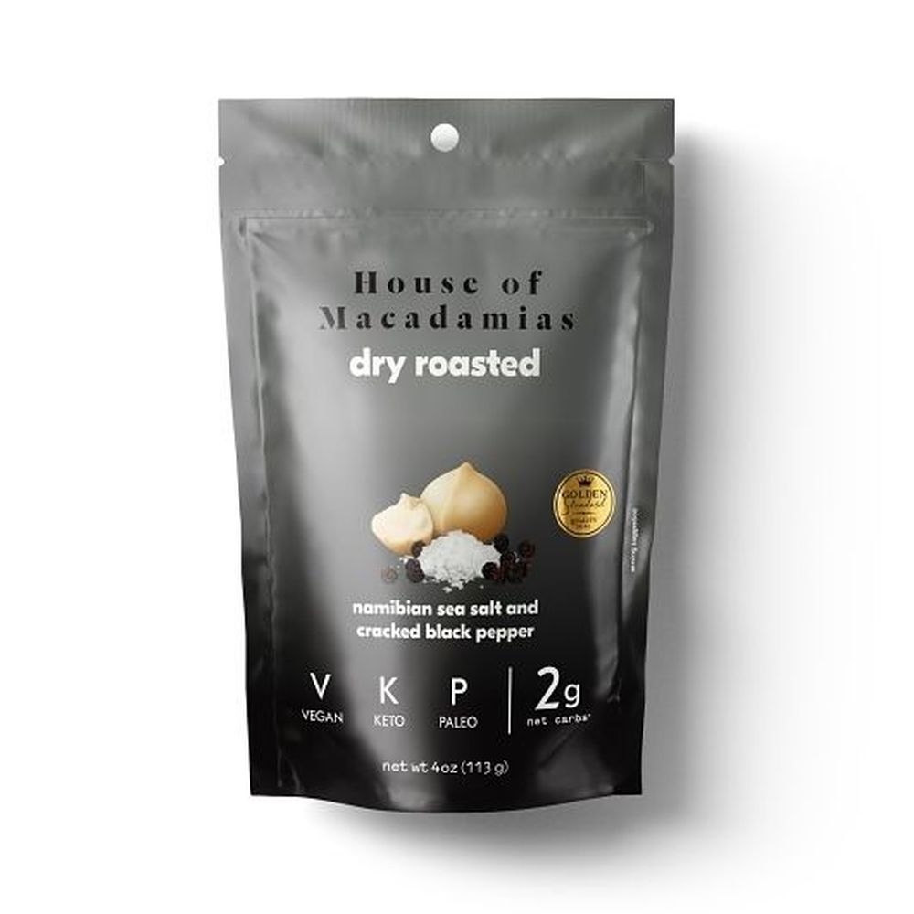 House Of Macadamias Roasted Namibian Sea Salt and Cracked Pepper Macadamia Nuts, 4 Ounce -- 6 per case