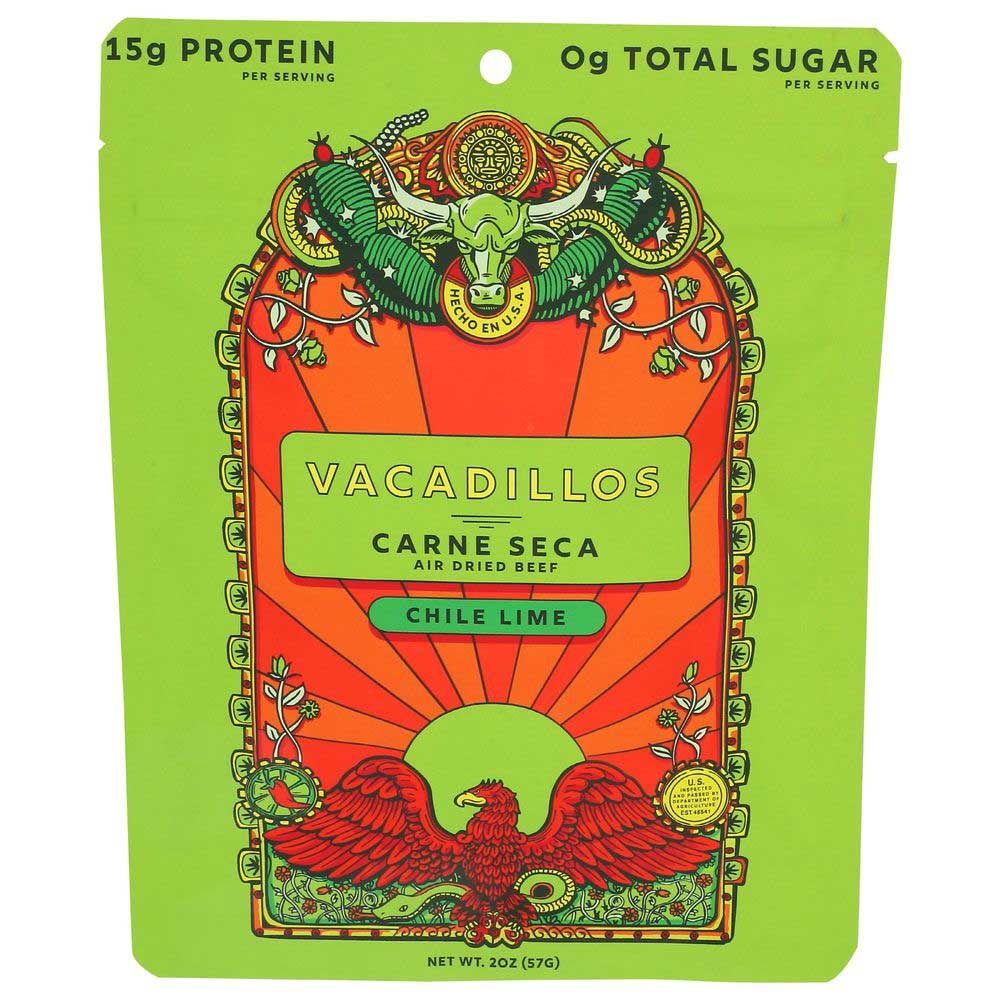 Vacadillos Chile Lime Carne Seca Air Dried Beef, 2 Ounce -- 8 per case