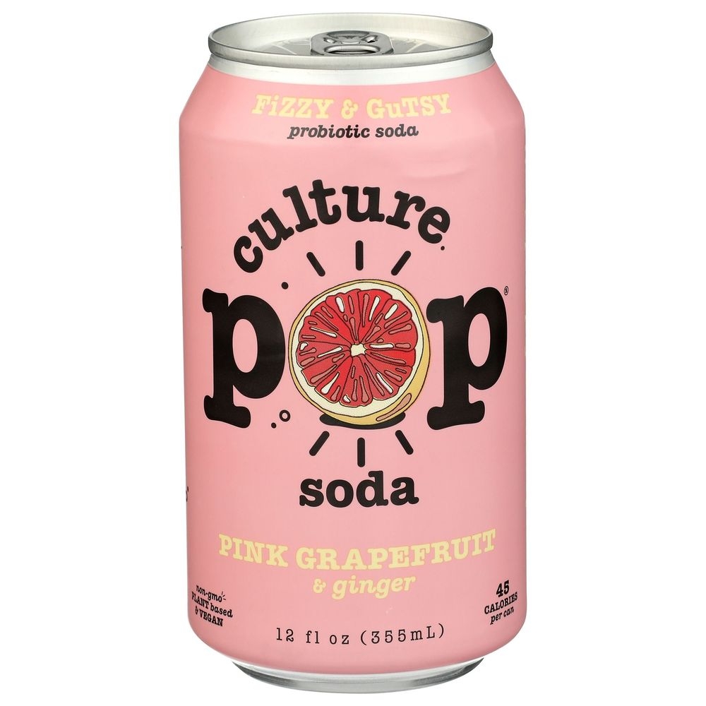 Culture Pop Pink Grapefruit Ginger and Juniper Soda, 12 Fluid Ounce -- 12 per case