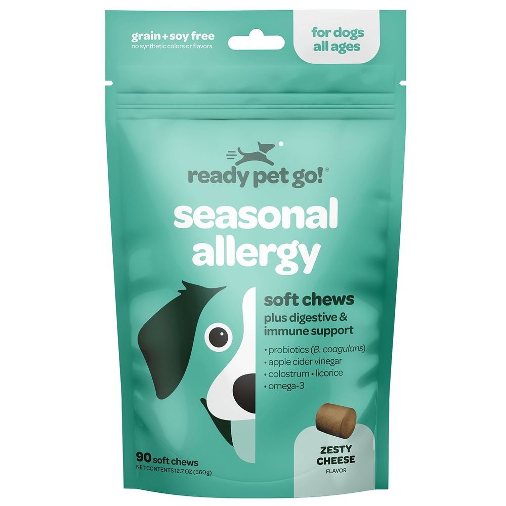 Ready Pet Go Zesty Cheese Seasonal Allergy Soft Chews for All Aged Dogs, 60 count
