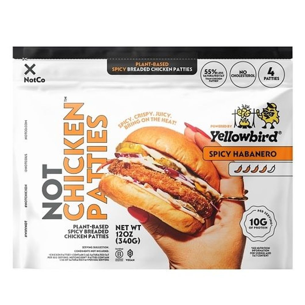 Notco X Yellowbird Spicy Habanero Plant-Based Chicken Patties, 12 Ounce