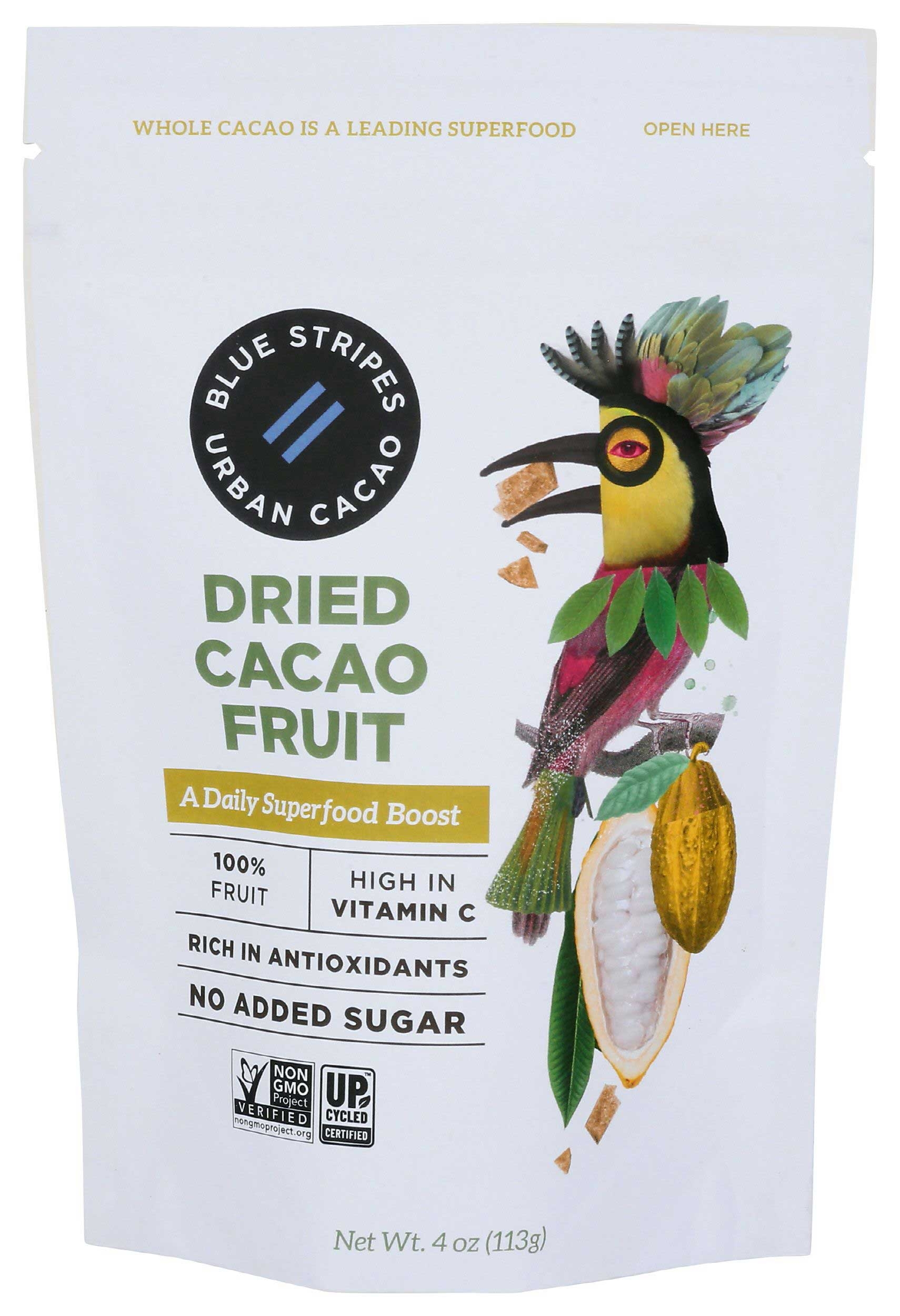 Blue Stripes Dried Cacao Fruit, 4 Ounce -- 6 per case