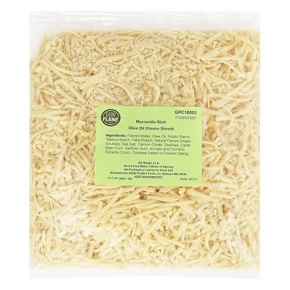 Good Planet Foods Fresh Mozzarella Style Olive Oil Cheese Shreds, 2.5 Pound -- 4 per case